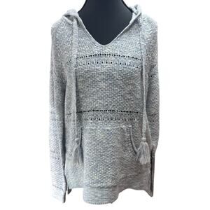 Fat Face Soft Eyelet Knit Sweater Blue High Low Beach Oversized Boho Casual XS